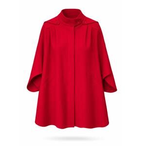 Vintage Red 100% Wool Cape with Detachable Hood and  Funnel Collar